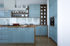 Blue modern kitchen interior design illustration